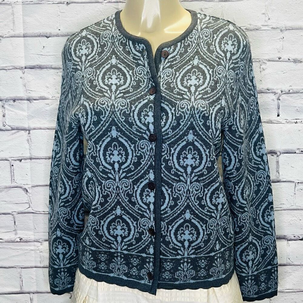 Pendleton Women Merino Wool Damask Tapestry Button Front Cardigan Sweater Small